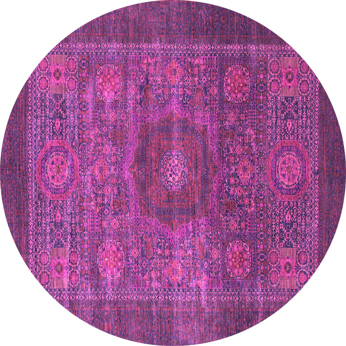 Round Machine Washable Abstract Pink Modern Rug, wshabs1467pnk