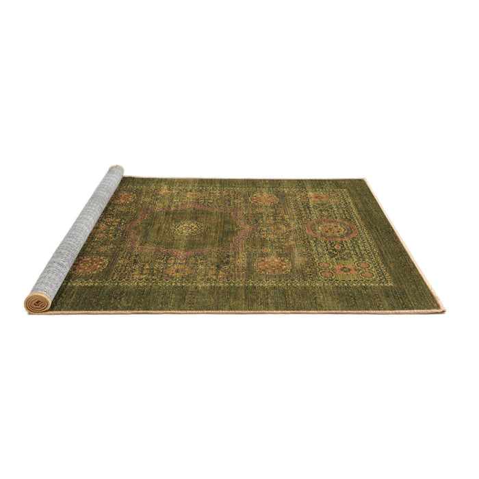 Sideview of Machine Washable Abstract Brown Modern Rug, wshabs1467brn