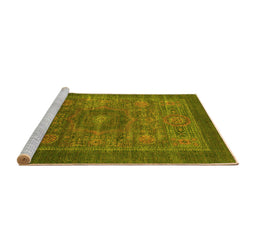 Sideview of Machine Washable Abstract Yellow Modern Rug, wshabs1467yw
