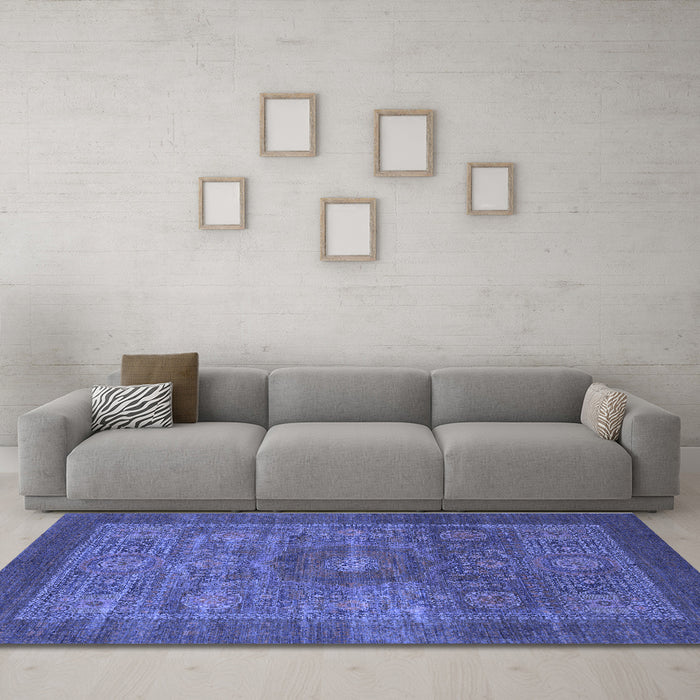 Machine Washable Abstract Blue Modern Rug in a Living Room, wshabs1467blu