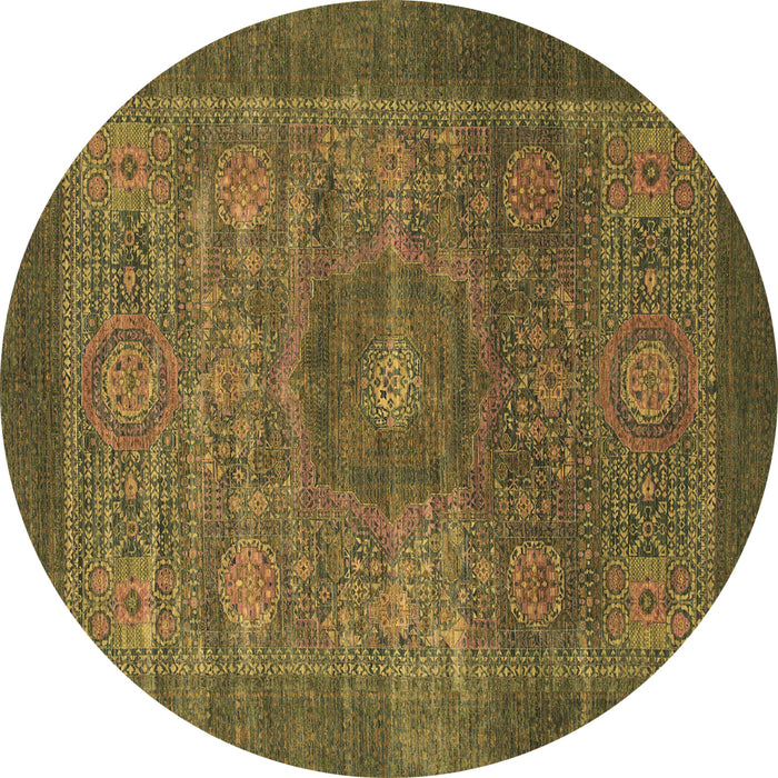 Round Machine Washable Abstract Brown Modern Rug, wshabs1467brn