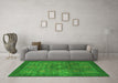 Machine Washable Abstract Green Modern Area Rugs in a Living Room,, wshabs1467grn