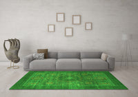 Machine Washable Abstract Green Modern Rug, wshabs1467grn