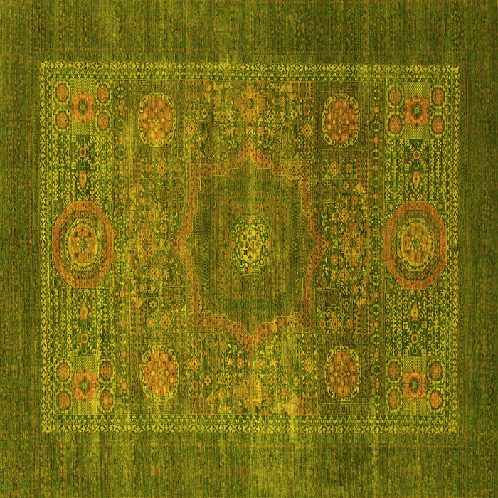 Square Abstract Yellow Modern Rug, abs1467yw