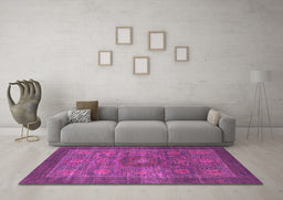 Machine Washable Abstract Pink Modern Rug in a Living Room, wshabs1467pnk
