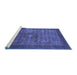 Sideview of Machine Washable Abstract Blue Modern Rug, wshabs1467blu