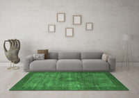 Machine Washable Abstract Emerald Green Modern Rug, wshabs1467emgrn