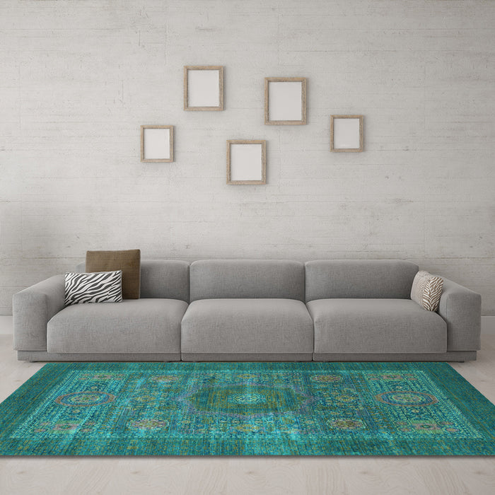 Machine Washable Abstract Light Blue Modern Rug in a Living Room, wshabs1467lblu