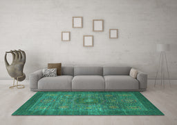 Machine Washable Abstract Turquoise Modern Area Rugs in a Living Room,, wshabs1467turq
