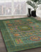 Machine Washable Abstract Dark Olive Green Rug in a Family Room, wshabs1467