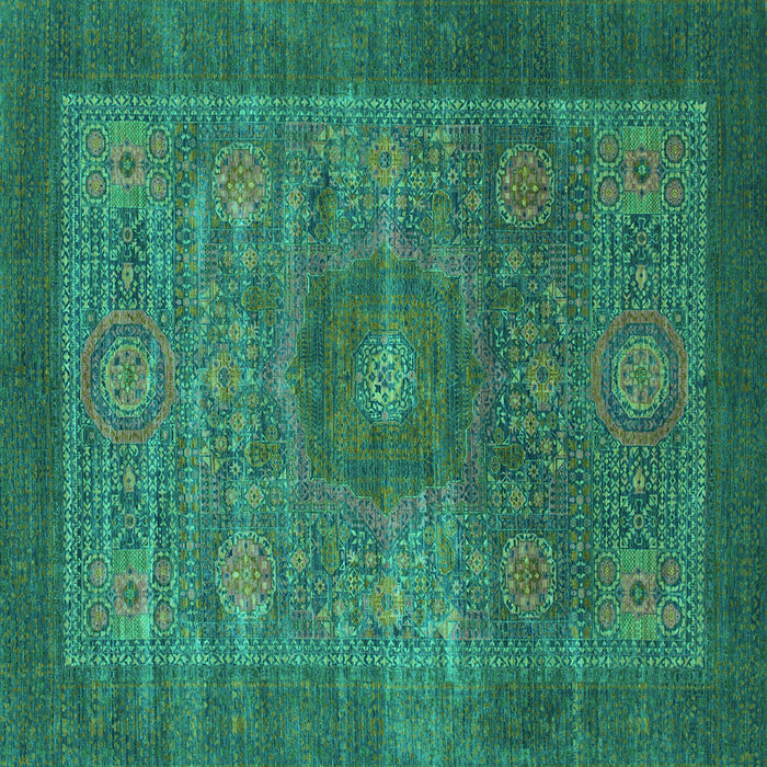 Square Machine Washable Abstract Turquoise Modern Area Rugs, wshabs1467turq