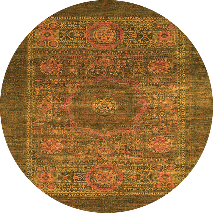 Round Abstract Orange Modern Rug, abs1467org