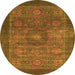 Round Abstract Orange Modern Rug, abs1467org