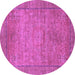 Round Machine Washable Oriental Purple Modern Area Rugs, wshabs1468pur