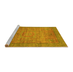 Sideview of Machine Washable Oriental Yellow Modern Rug, wshabs1468yw