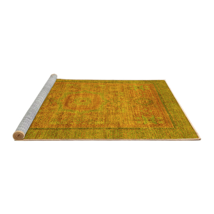 Sideview of Machine Washable Oriental Yellow Modern Rug, wshabs1468yw