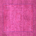 Square Machine Washable Oriental Pink Modern Rug, wshabs1468pnk