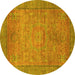 Round Oriental Yellow Modern Rug, abs1468yw