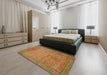 Machine Washable Abstract Caramel Brown Rug in a Bedroom, wshabs1468