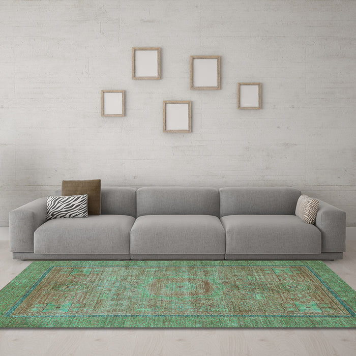 Machine Washable Oriental Light Blue Modern Rug in a Living Room, wshabs1468lblu