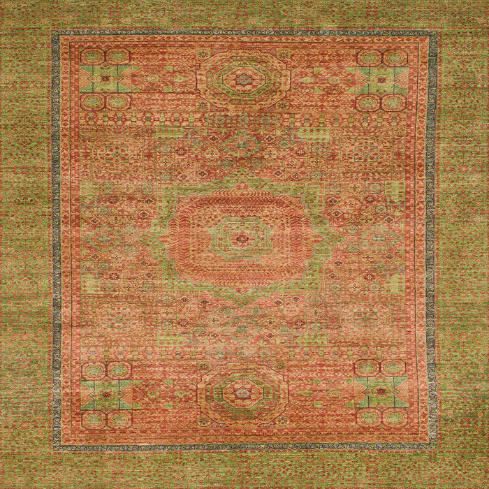 Square Abstract Caramel Brown Oriental Rug, abs1468
