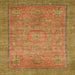 Square Abstract Caramel Brown Oriental Rug, abs1468