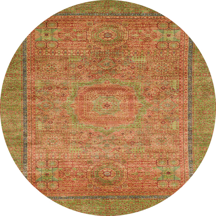 Round Abstract Caramel Brown Oriental Rug, abs1468