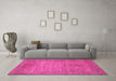 Machine Washable Oriental Pink Modern Rug in a Living Room, wshabs1468pnk