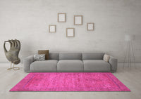 Machine Washable Oriental Pink Modern Rug, wshabs1468pnk