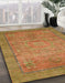 Abstract Caramel Brown Oriental Rug in Family Room, abs1468