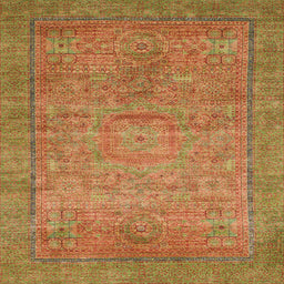 Square Machine Washable Abstract Caramel Brown Rug, wshabs1468