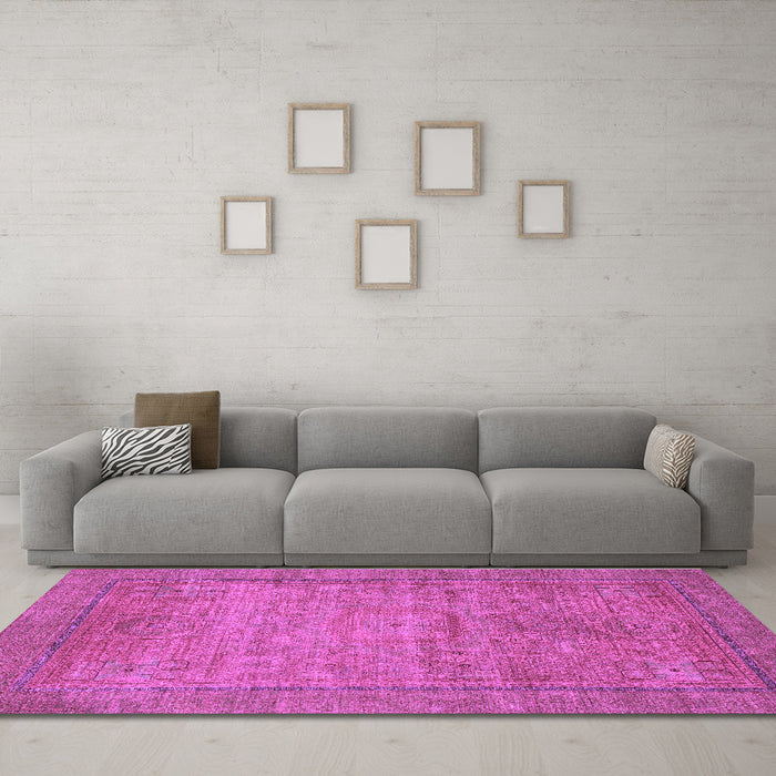 Machine Washable Oriental Purple Modern Area Rugs in a Living Room, wshabs1468pur