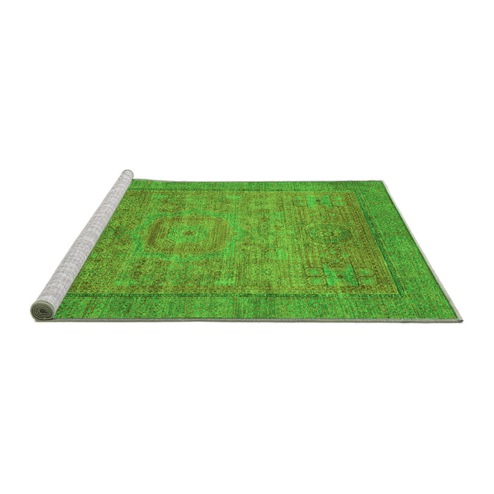 Sideview of Machine Washable Oriental Green Modern Area Rugs, wshabs1468grn