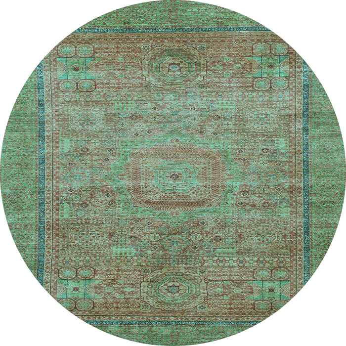 Round Oriental Light Blue Modern Rug, abs1468lblu