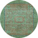 Round Oriental Light Blue Modern Rug, abs1468lblu