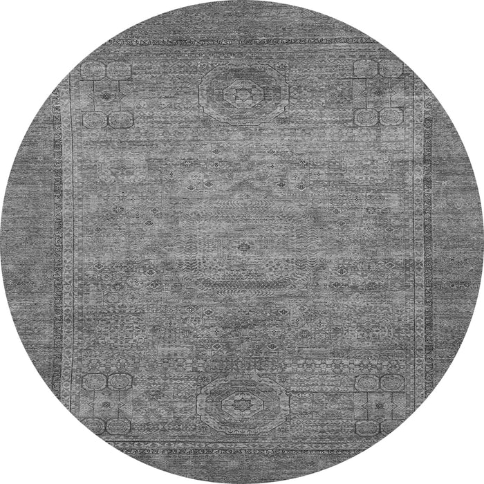 Round Machine Washable Oriental Gray Modern Rug, wshabs1468gry