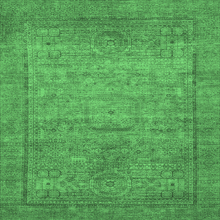 Square Machine Washable Oriental Emerald Green Modern Area Rugs, wshabs1468emgrn