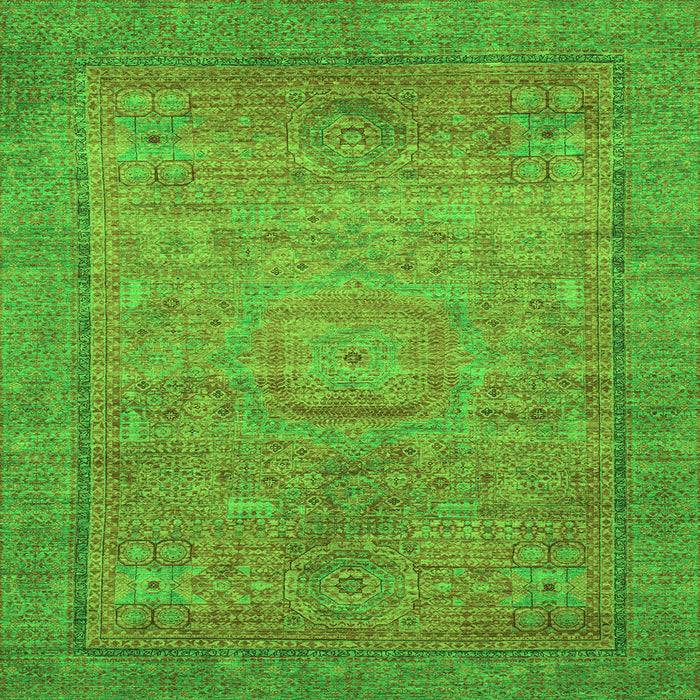 Square Machine Washable Oriental Green Modern Area Rugs, wshabs1468grn