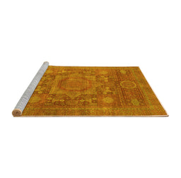 Sideview of Machine Washable Oriental Yellow Modern Rug, wshabs1469yw