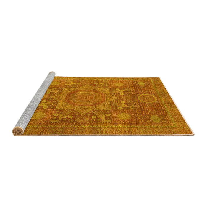 Sideview of Machine Washable Oriental Yellow Modern Rug, wshabs1469yw
