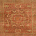 Square Machine Washable Abstract Orange Rug, wshabs1469