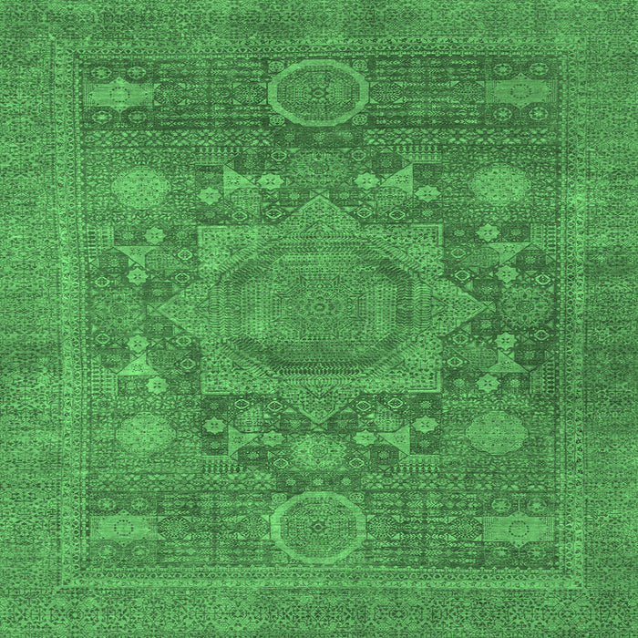 Square Machine Washable Oriental Emerald Green Modern Area Rugs, wshabs1469emgrn