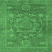 Square Machine Washable Oriental Emerald Green Modern Area Rugs, wshabs1469emgrn