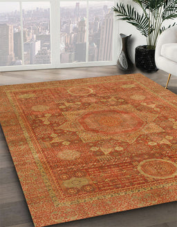 Abstract Orange Oriental Rug in Family Room, abs1469