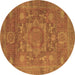 Round Machine Washable Oriental Brown Modern Rug, wshabs1469brn