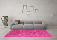 Machine Washable Oriental Pink Modern Rug, wshabs1469pnk