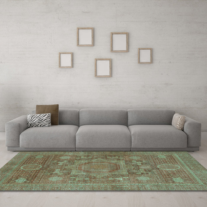 Machine Washable Oriental Light Blue Modern Rug in a Living Room, wshabs1469lblu