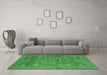 Machine Washable Oriental Emerald Green Modern Area Rugs in a Living Room,, wshabs1469emgrn