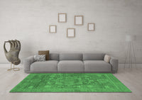 Machine Washable Oriental Emerald Green Modern Rug, wshabs1469emgrn