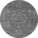 Round Machine Washable Oriental Gray Modern Rug, wshabs1469gry